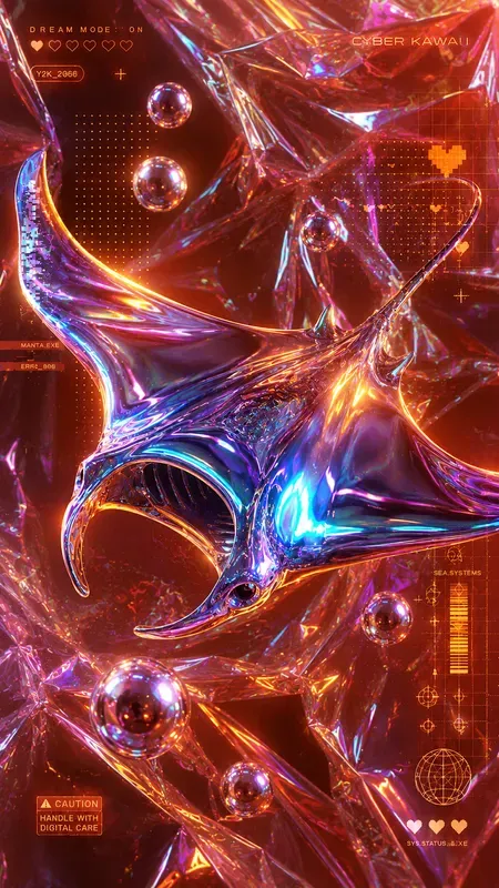 Cyber Kawaii Iridescent Backgrounds
