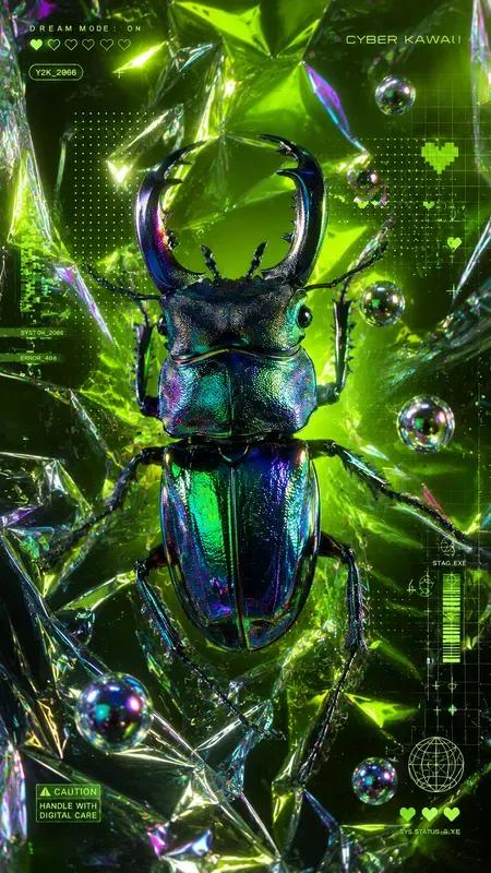 Cyber Kawaii Iridescent Backgrounds