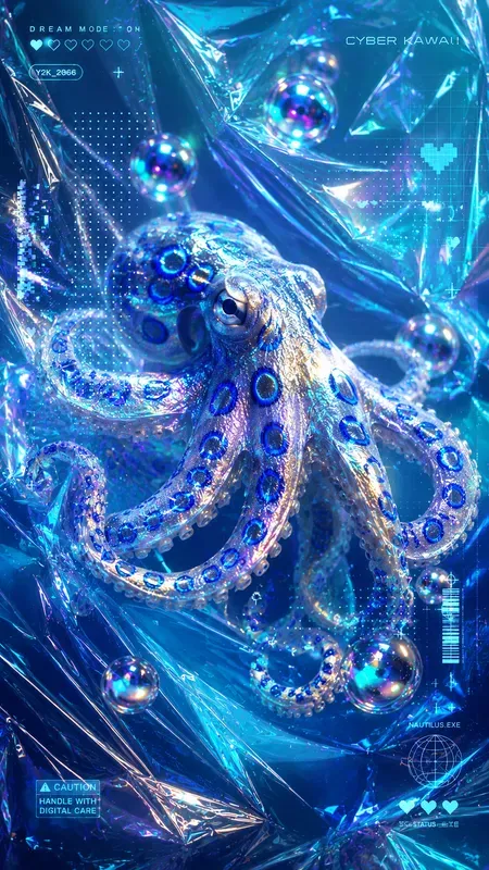 Cyber Kawaii Iridescent Backgrounds