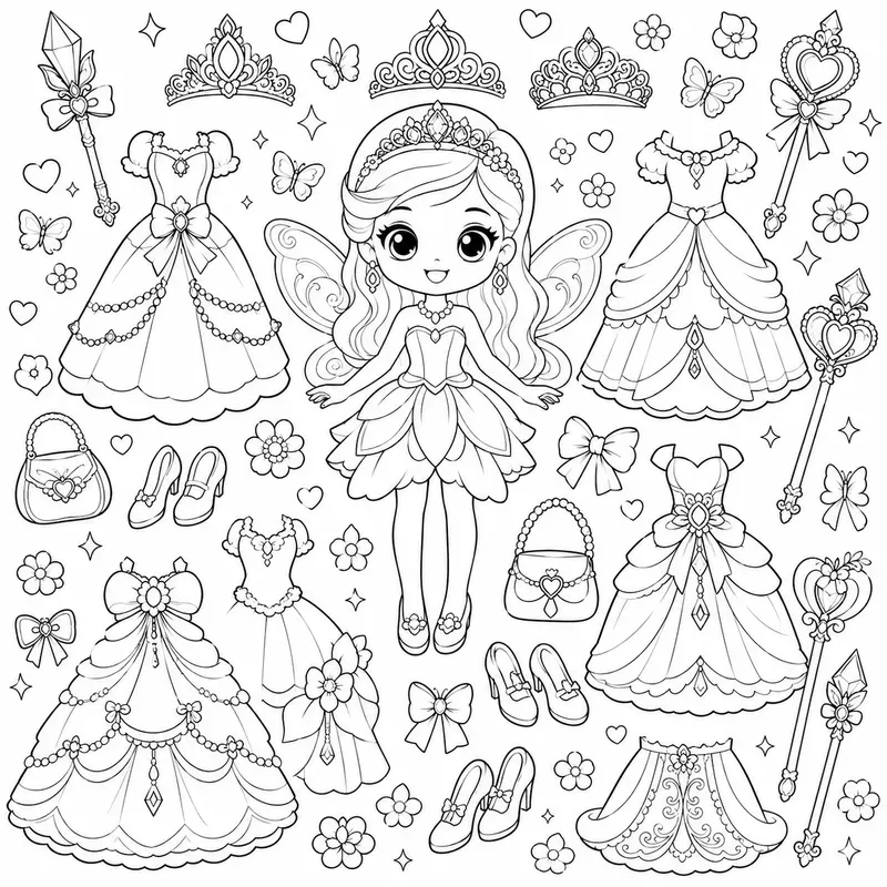 Fantasy Paper Doll Colorings