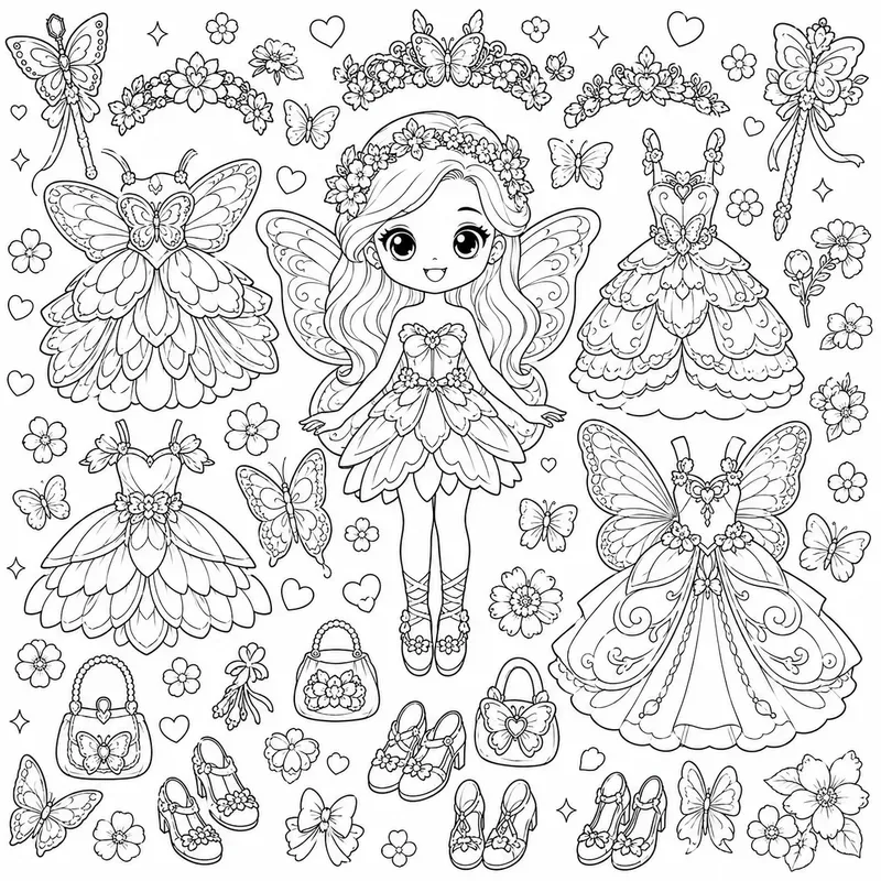 Fantasy Paper Doll Colorings