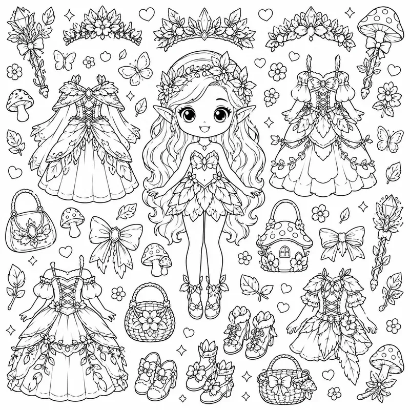 Fantasy Paper Doll Colorings