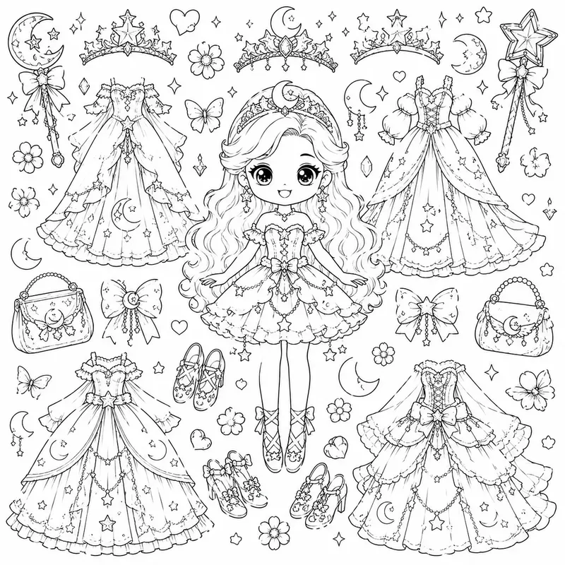 Fantasy Paper Doll Colorings
