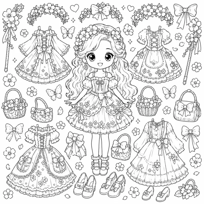 Fantasy Paper Doll Colorings