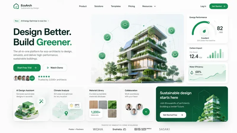 Sleek Saas Landing Page UI UX Designs