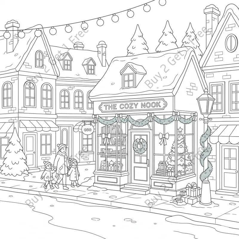 Christmas Town Coloring Pages