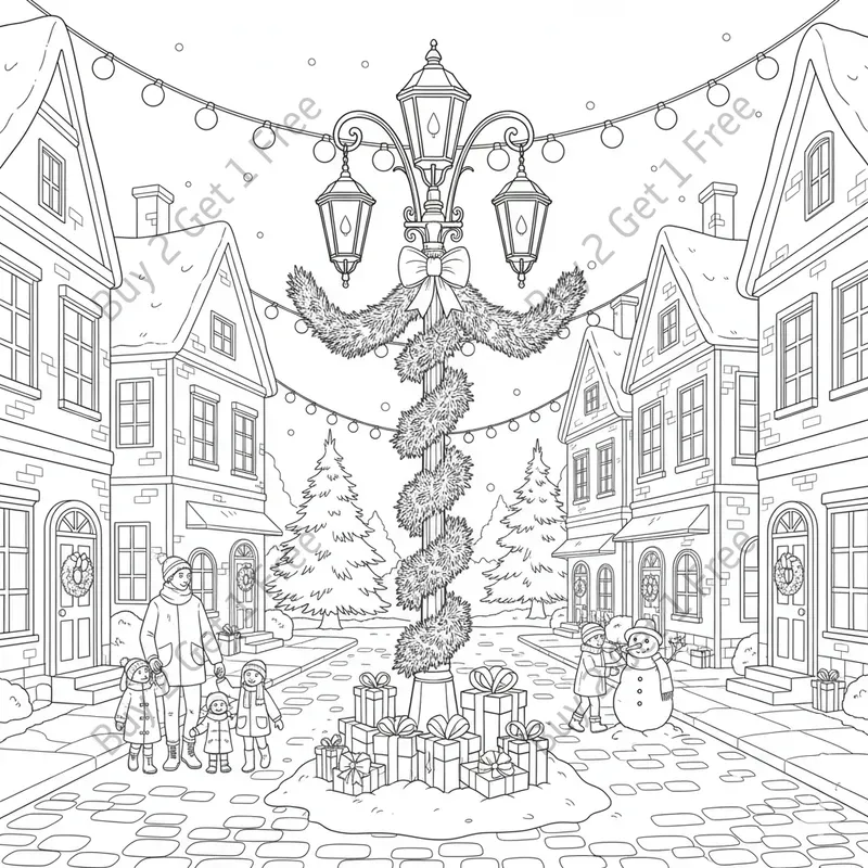 Christmas Town Coloring Pages
