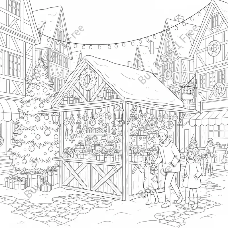 Christmas Town Coloring Pages