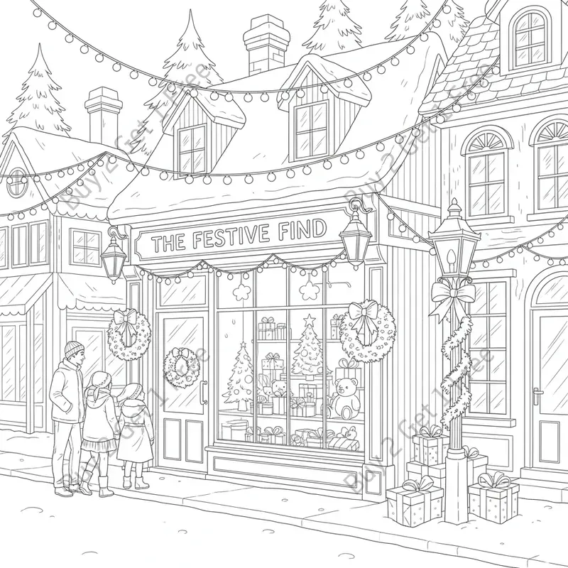 Christmas Town Coloring Pages