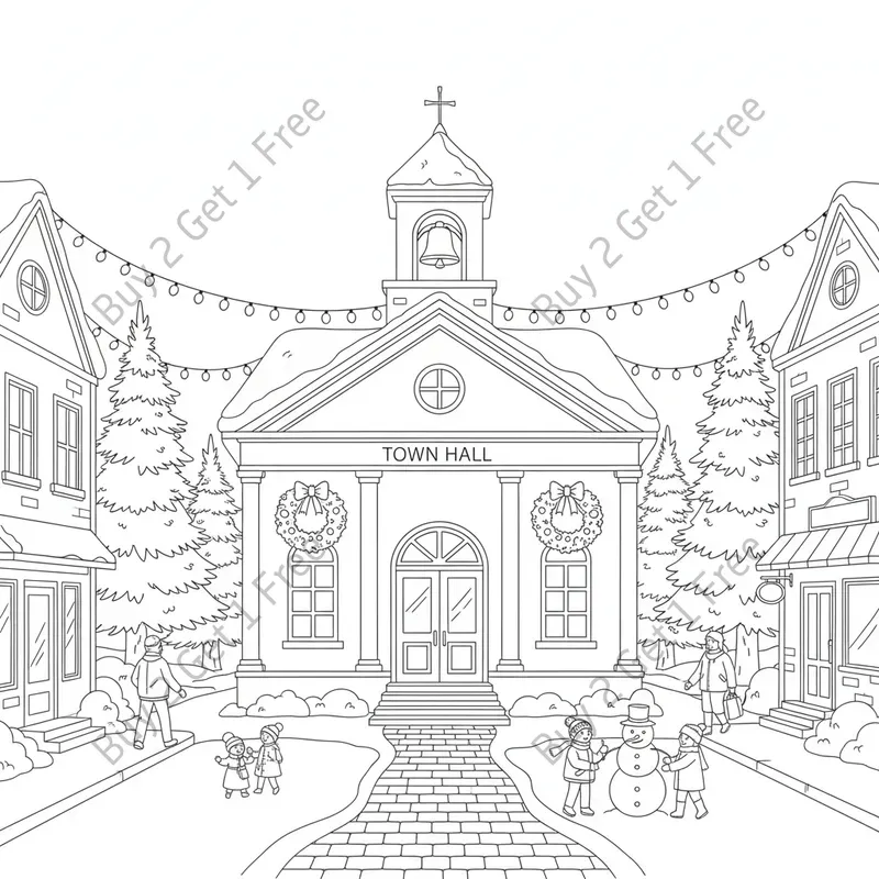 Christmas Town Coloring Pages