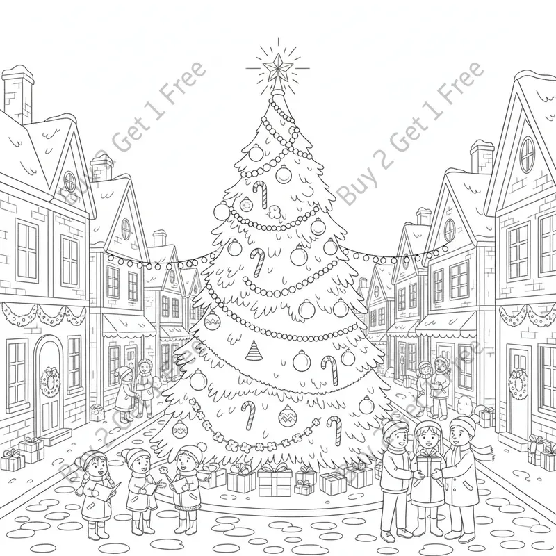 Christmas Town Coloring Pages