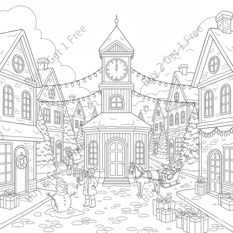 Christmas Town Coloring Pages