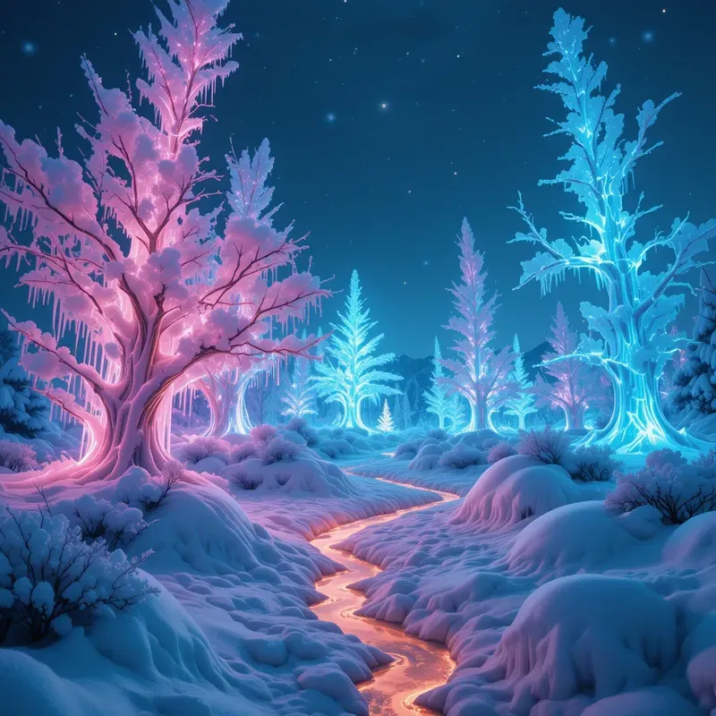 Surreal Neon Fantasy Creatures Landscapes