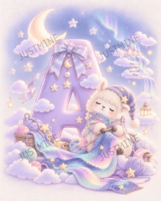 Kawaii Baby Night Nursery Letter Art