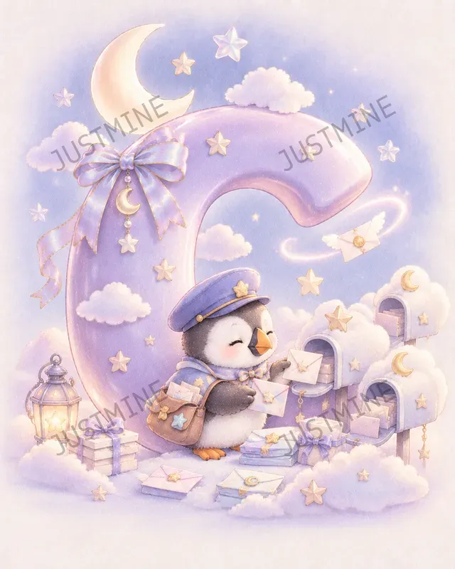 Kawaii Baby Night Nursery Letter Art