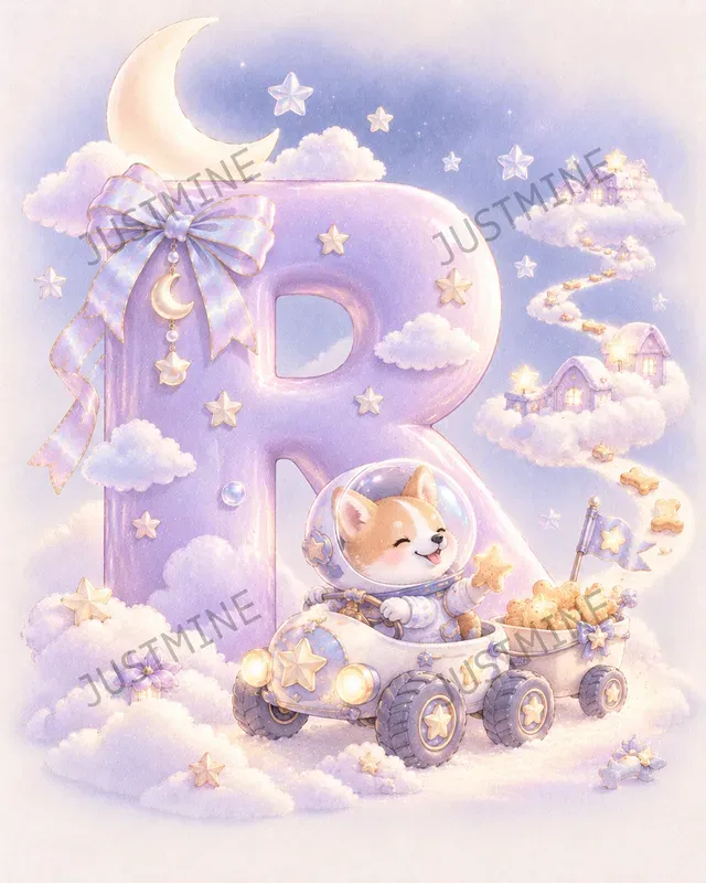 Kawaii Baby Night Nursery Letter Art