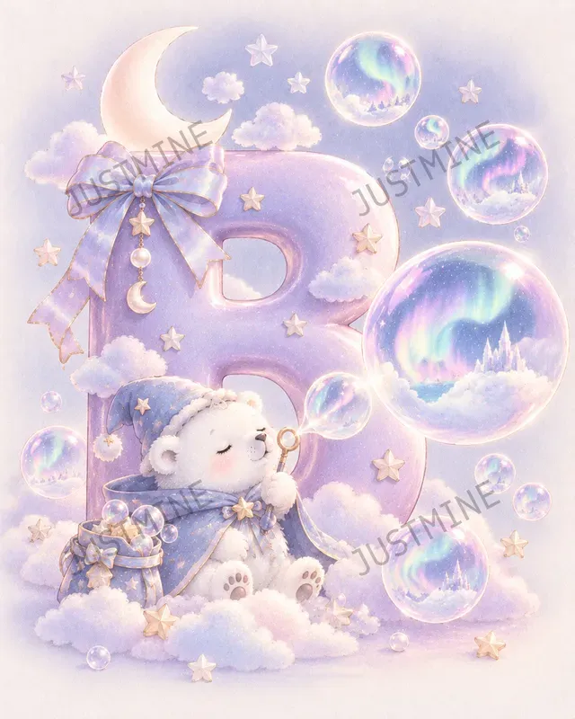 Kawaii Baby Night Nursery Letter Art