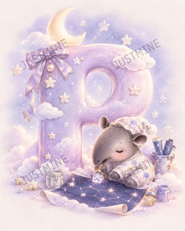 Kawaii Baby Night Nursery Letter Art