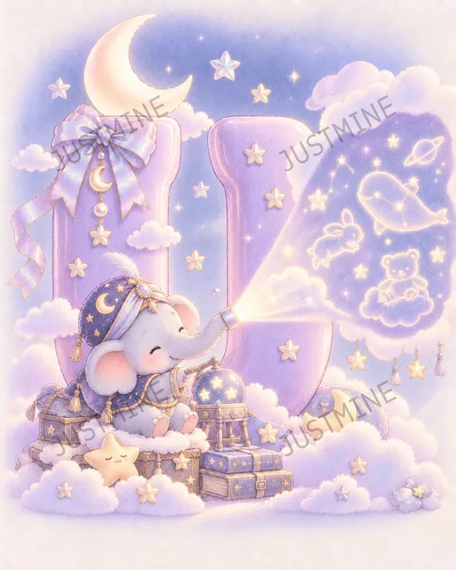 Kawaii Baby Night Nursery Letter Art