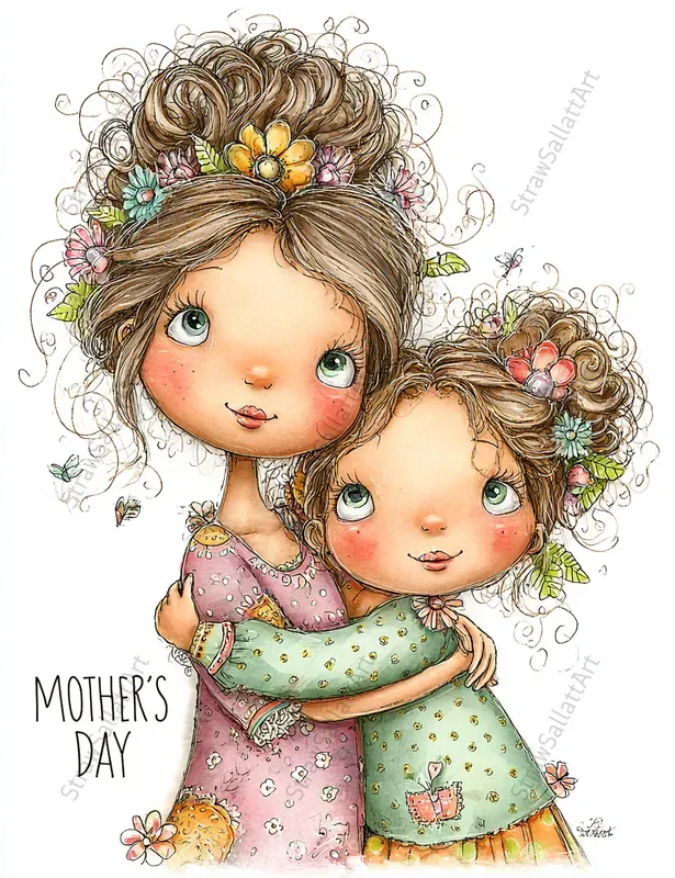 Mother Day Spring Girl Character Clipart