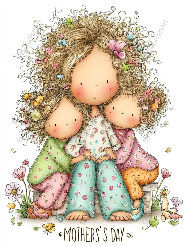Mother Day Spring Girl Character Clipart