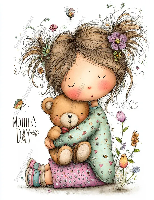 Mother Day Spring Girl Character Clipart