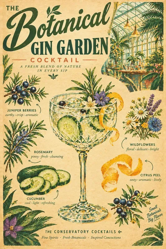 1960s Botanical Cocktail Posters
