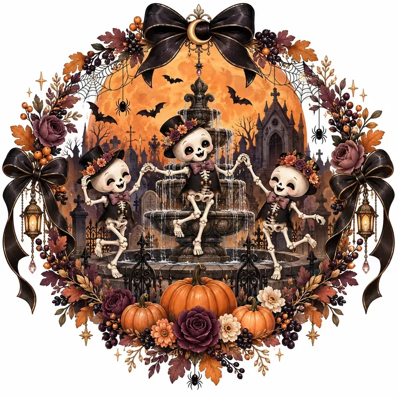 Cute Halloween Ghost Wreaths Clipart