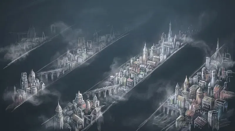 Erased City Anime Chalk Landscapes