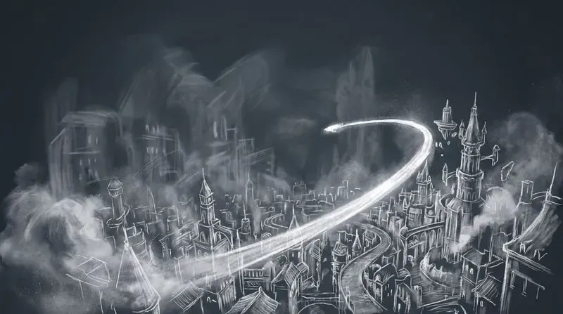 Erased City Anime Chalk Landscapes