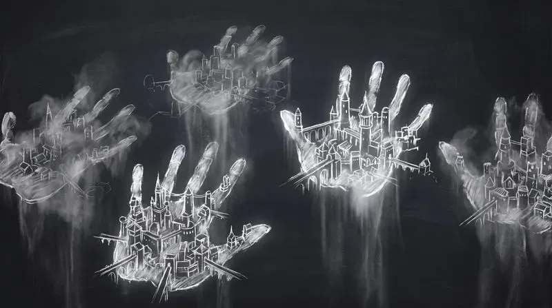 Erased City Anime Chalk Landscapes