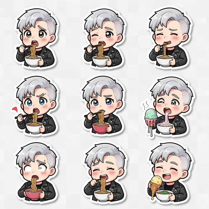 Kpop Character Eating Sticker Sheets