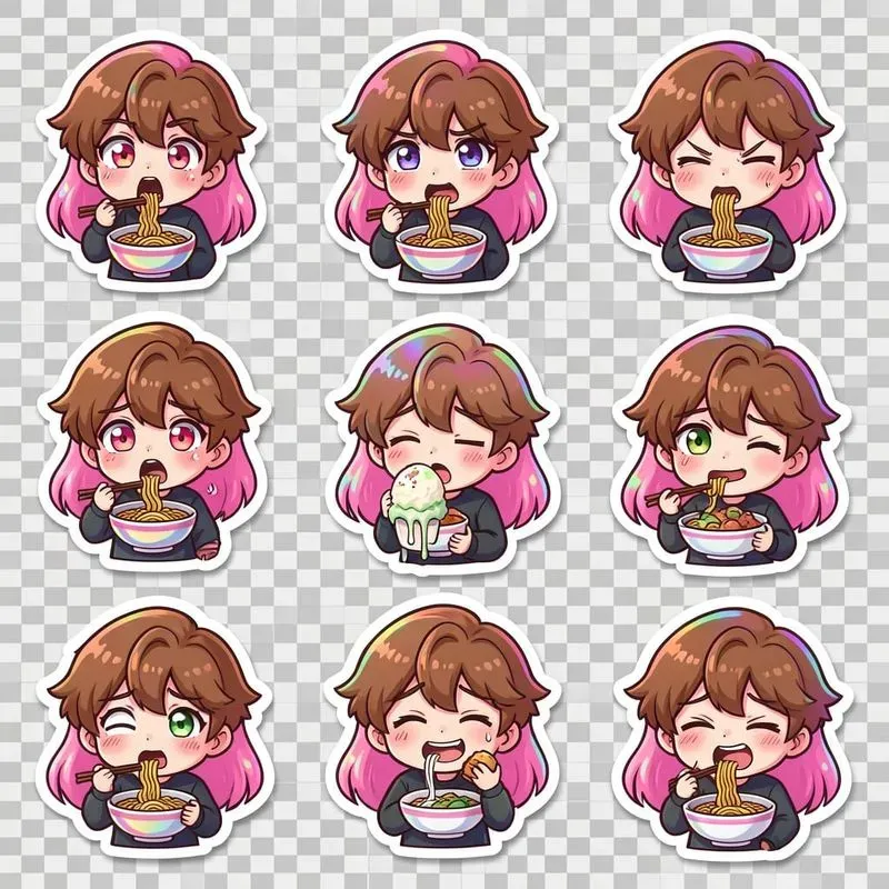 Kpop Character Eating Sticker Sheets