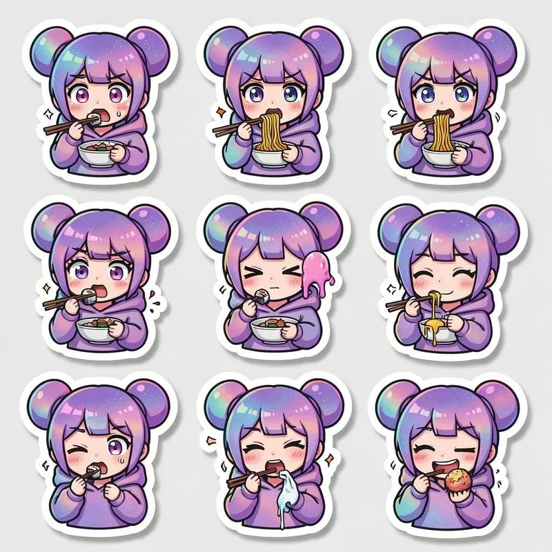 Kpop Character Eating Sticker Sheets