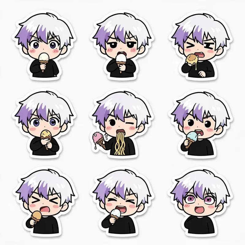 Kpop Character Eating Sticker Sheets