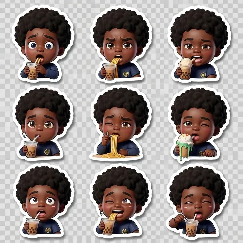 Kpop Character Eating Sticker Sheets