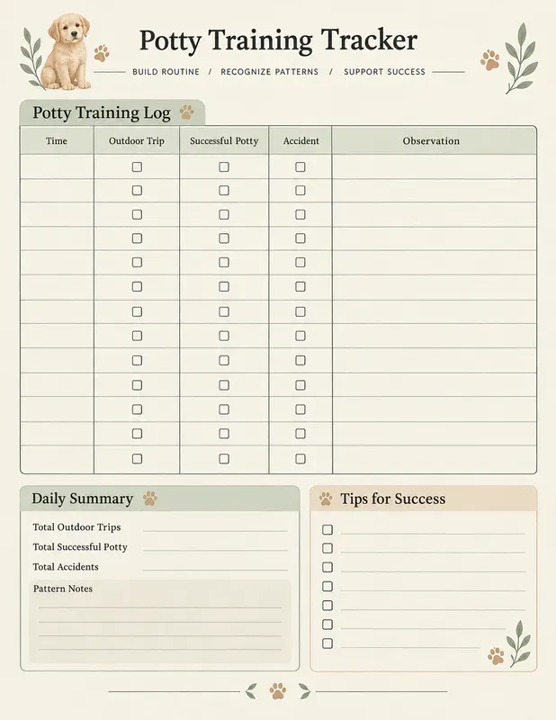New Puppy Training Planner Printables
