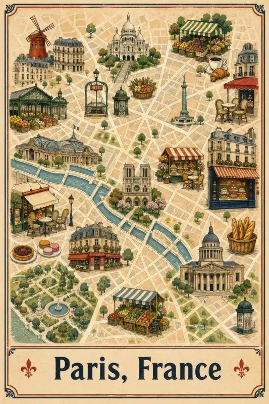 Food Capital Travel Map Posters