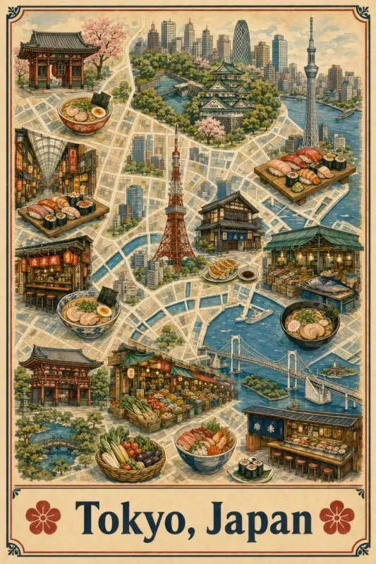 Food Capital Travel Map Posters