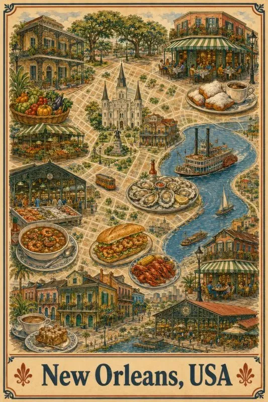 Food Capital Travel Map Posters