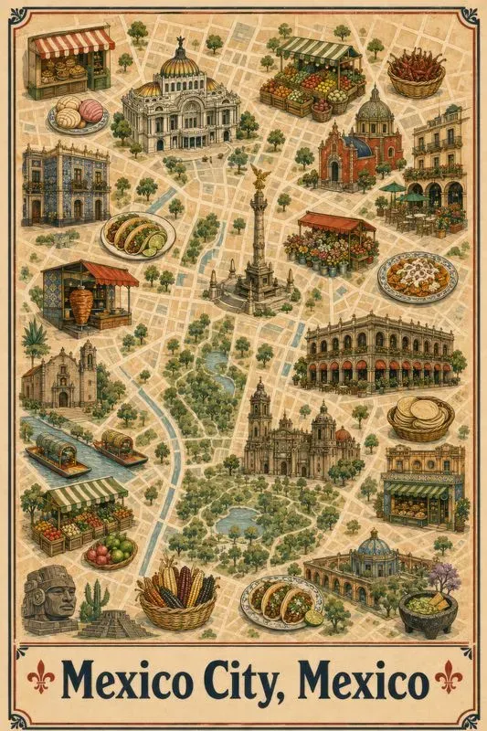Food Capital Travel Map Posters