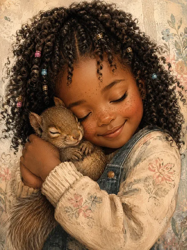 Sweet Girl And Pet Illustrations