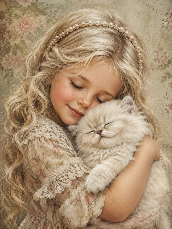 Sweet Girl And Pet Illustrations