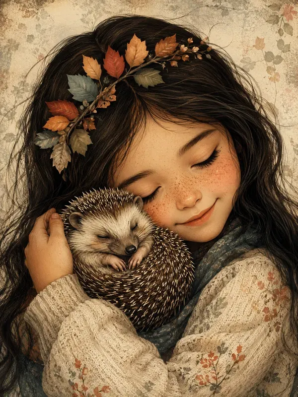 Sweet Girl And Pet Illustrations