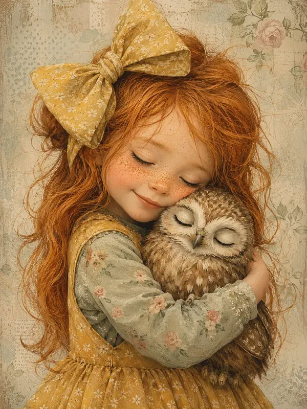 Sweet Girl And Pet Illustrations