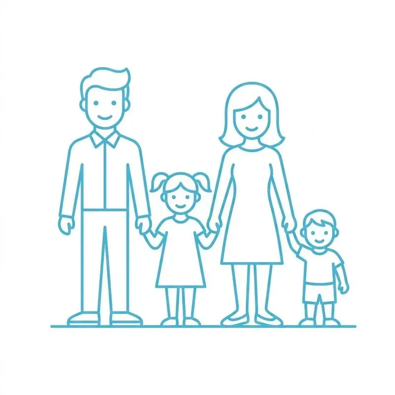 Minimalist Cyan Line Art Pictograms