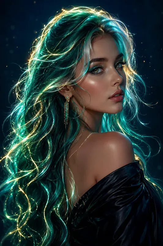 Neon Rainbow Hair Glamour Portraits