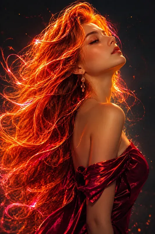 Neon Rainbow Hair Glamour Portraits