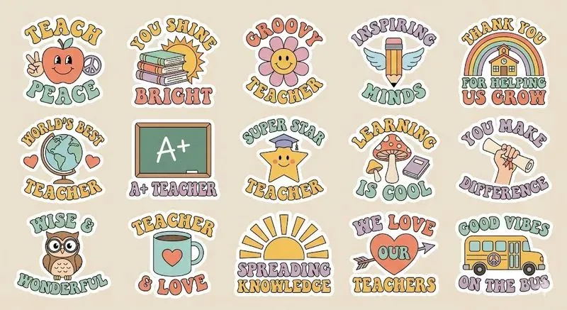 Retro Sticker Svg Bundles