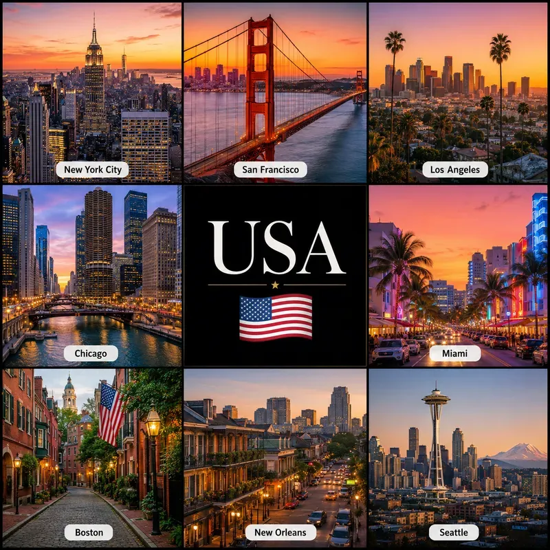 Usa Cities Travel Collages